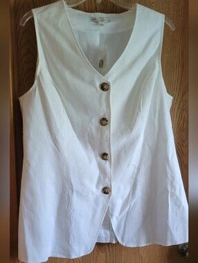 White Linen Vest